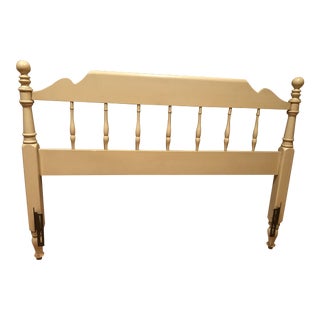 1970's Ethan Allen Vintage White Wooden Headboard For Sale