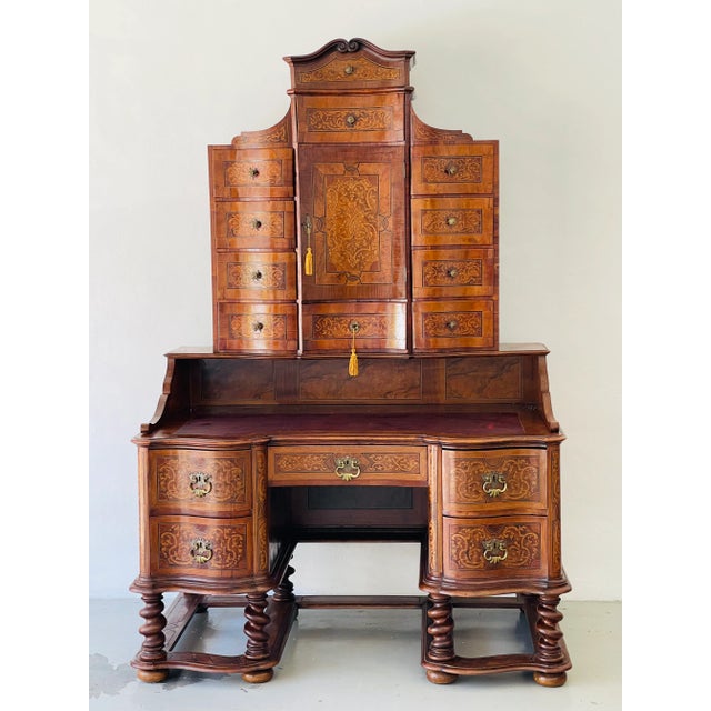 Early 19th Century Early 19th C German Secretaire Desk Richly Inlayed With Chair For Sale - Image 5 of 9