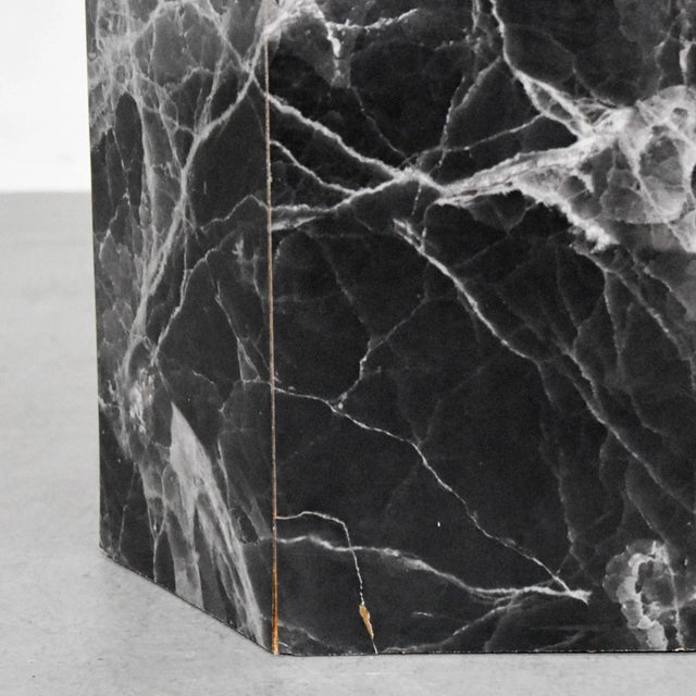 Black 1990's Faux Marble Column Pedestals - A Pair For Sale - Image 8 of 8
