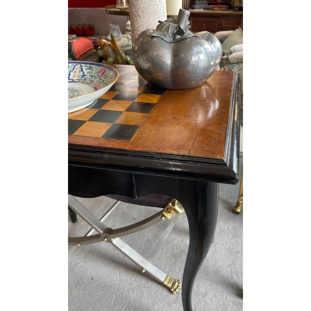 Black French Louis XV Inlaid & Ebonised Game Table, 19Th C For Sale - Image 8 of 12