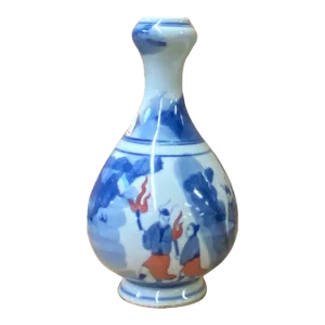 Chinese Red Blue White Porcelain Hand-Painted Graphic Small Vase