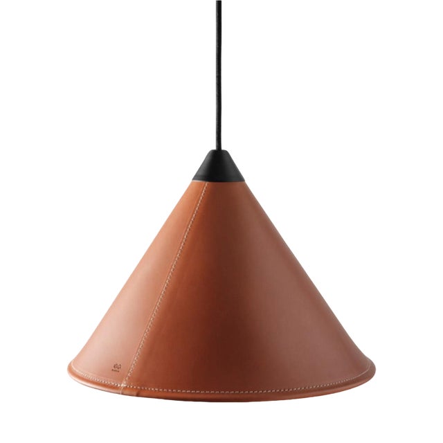 Namibia Leather Cone Small Lamp by Cuero Design For Sale