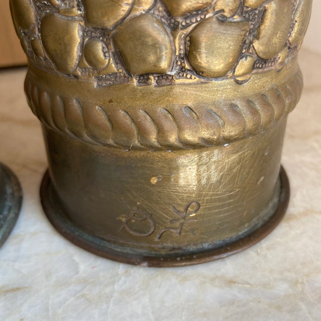 Vintage Trio Trench Art Candle Holders Signed For Sale - Image 9 of 10