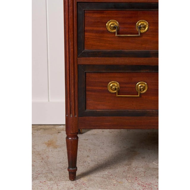 Louis XVI Period 18th Century French Commode With White Marble Top + Ebony Banding (C. 1780) For Sale - Image 10 of 14