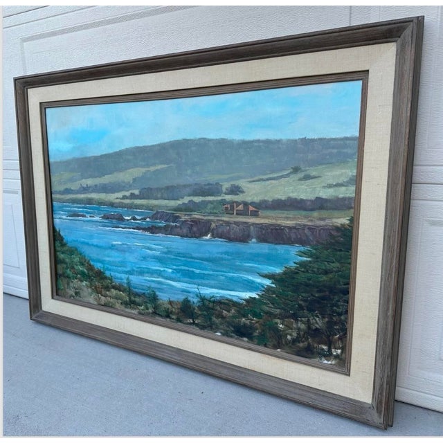1960s Spyglass Hill Pebble Beach Coastal Landscape by F. Phillips (1969) Original Oil Painting, Framed For Sale - Image 10 of 12
