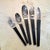 For your consideration, Stanley Roberts Japan Flatware Set, Carl Aubock Era Mid Century Modern Dimensions: Knives 8.25"...