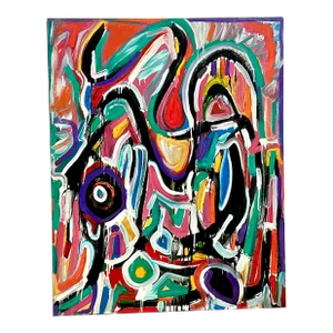 Vintage Boho Monumental Abstract Oil on Canvas