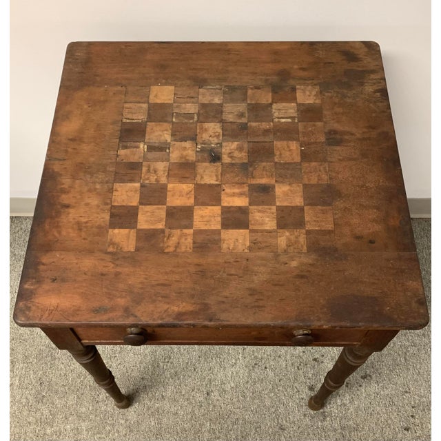 American Handmade American Antique Game Table Chess or Checkers For Sale - Image 3 of 11