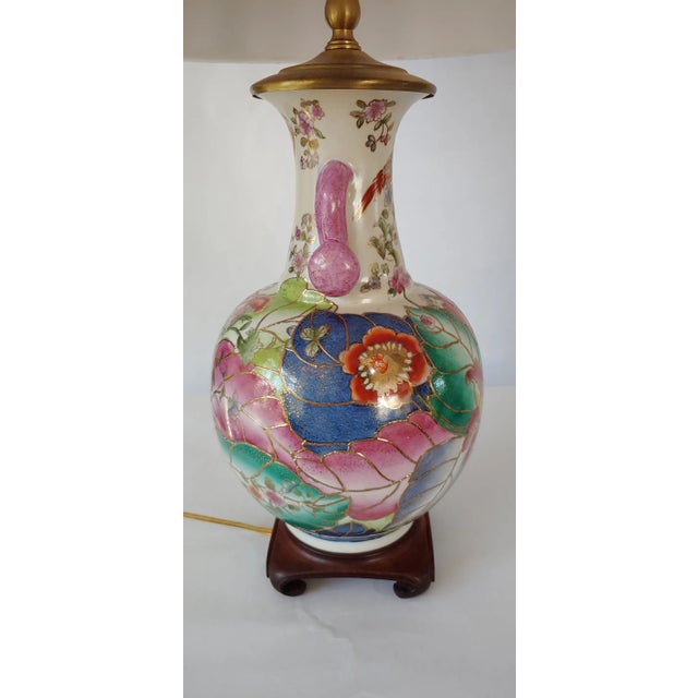 Vintage Tobacco Leaf Lamps With Pink Pleated Shades - a Pair For Sale - Image 12 of 13