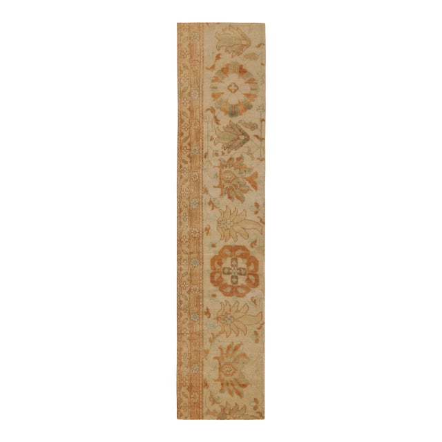 Rug & Kilim’s Persian Sultanabad Style Runner With Orange & Blue Floral Pattern For Sale