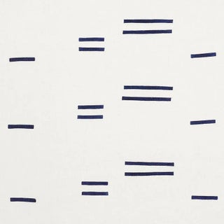 Schumacher X Caroline Z Hurley Oaxaca Fabric in Navy on White For Sale