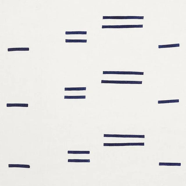 Schumacher X Caroline Z Hurley Oaxaca Fabric in Navy on White For Sale