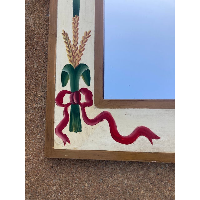 Robert-Grace Hand Painted White Folk Art Wall Mirror For Sale - Image 4 of 8