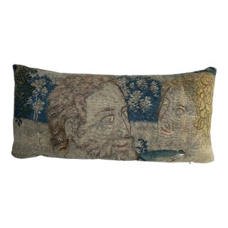16th Century Brussels Figural Tapestry Pillow With Renaissance Portraits For Sale