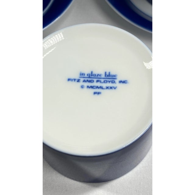 Ceramic 1970s Fitz & Floyd Imperial Dynasty Blue Coffee Cups & Saucer Set- 16 Pieces For Sale - Image 7 of 8