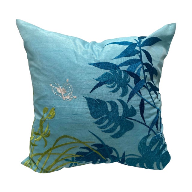 Butterfly Garden Embroidered Pillow Cover For Sale