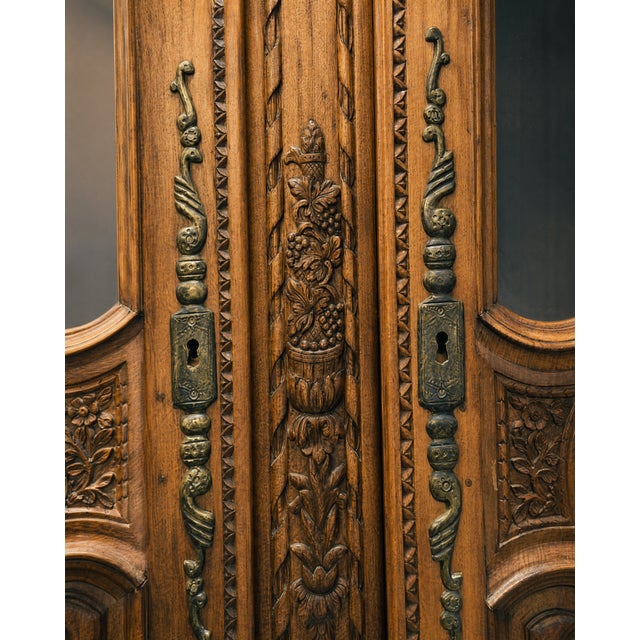 Mid 19th Century French Louis XV Revival Carved Oak Display Armoire For Sale - Image 10 of 11