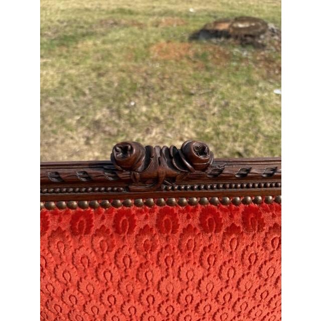 19th Century Large 19th Century Velour French Louis XVI Bergere or Armchair- A Pair For Sale - Image 5 of 14