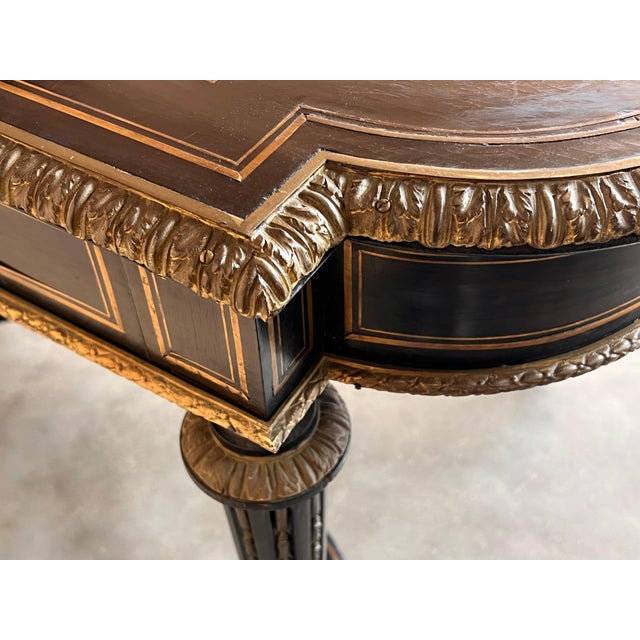 French Mid 19th Century Ebonized Center or Writing Desk Table, Napoleon III Period For Sale - Image 3 of 18