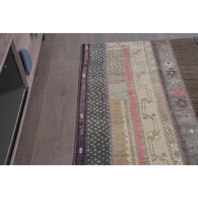1960s Vintage Patchwork Kilim Runner, Handwoven Anatolian Wool Rug, Muted Earth Tone Hallway Runner, Rustic Boho Entryway Rug For Sale - Image 5 of 11