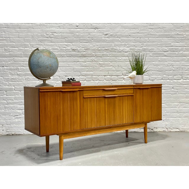 1960s Mid Century Modern Zebrawood Sideboard / Credenza | Drop Front Bar Cabinet | Vintage MCM Storage Buffet, C. 1960s For Sale - Image 5 of 14