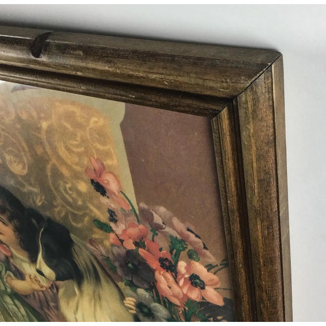 Gold Antique Framed Print Sisters and Collie For Sale - Image 8 of 13