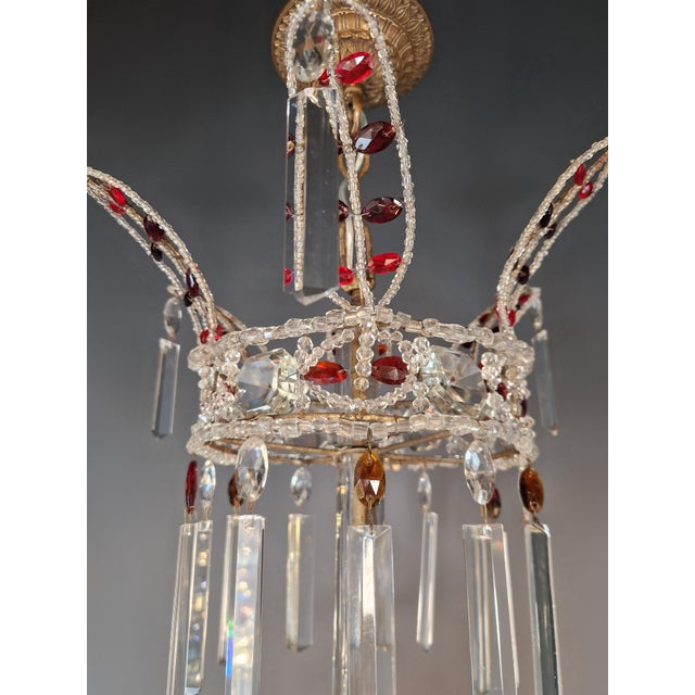 Antique Baroque Chandelier From 1860 Fully Restored Masterpiece Red Crystal For Sale - Image 12 of 14