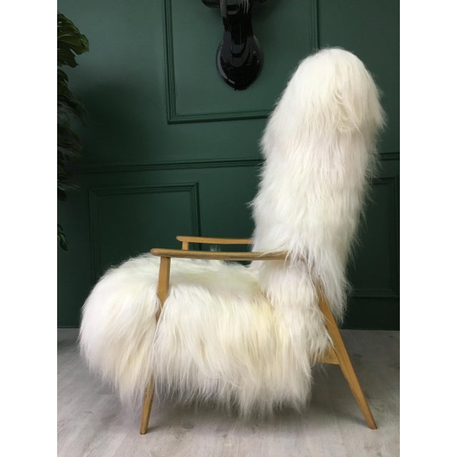 Mid-Century White Sheepskin Armchair For Sale - Image 4 of 13