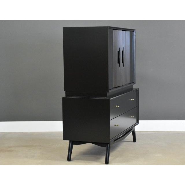 1960s Ebonized Black Lacquer Tall Mid Century Dresser For Sale - Image 4 of 10