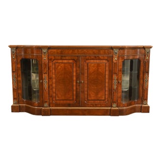 Henredon Grand Provenance Italian Neoclassical Inlaid Cherry and Burled Walnut Sideboard or Bar Cabinet, Circa 1980s For Sale