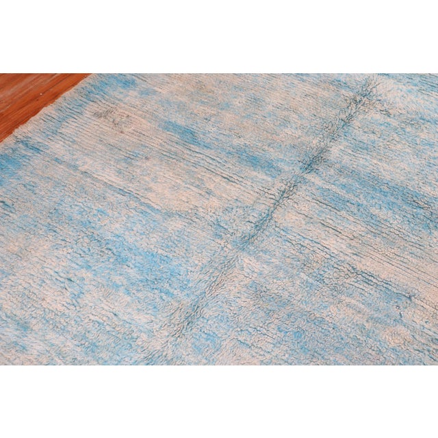 Vintage Sky Blue Moroccan Square Rug - 7' x 8'3" For Sale - Image 10 of 12