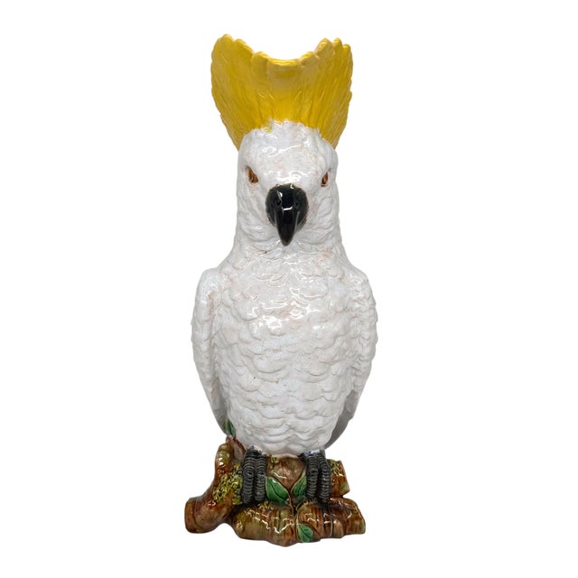 Victorian A William Brownfield Majolica Pitcher Modeled as a Cockatoo, English, Dated 1877 For Sale - Image 3 of 18