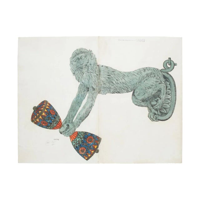 Lamp'' is an original watercolor drawing on ivory-colored paper by realized in 1880 ca. by French Anonymous Artist of the...