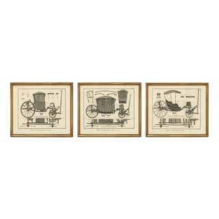 Antique French Carriage & Coachbuilding Engravings, 1771, Set of 3 For Sale