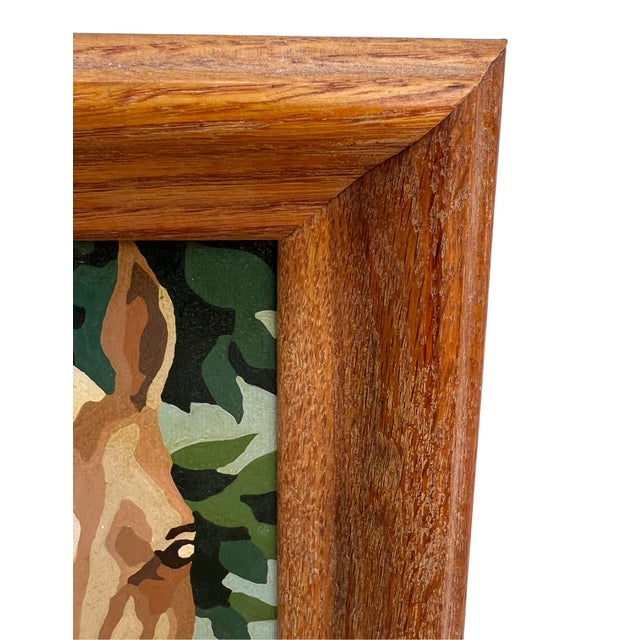 Vintage Folk Art Style Painting, Mare and Foal in Oak Frame For Sale In Los Angeles - Image 6 of 9