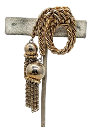Vintage 1950s Signed Hattie Carnegie Goldtone Tassels Dangle Brooch