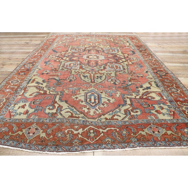Textile Antique Persian Serapi Rug - 08'08 x 12'03 For Sale - Image 7 of 9
