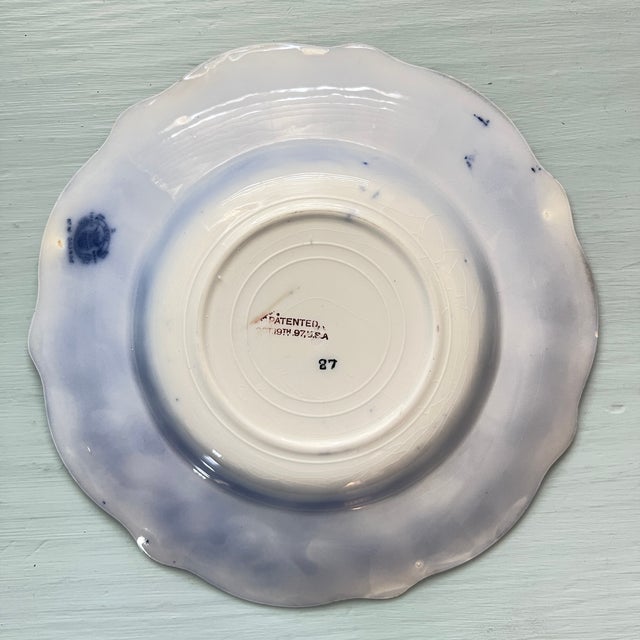 Antique Flow Blue "Grace" by Grindley Soup Bowls – Set of 4 For Sale - Image 14 of 17