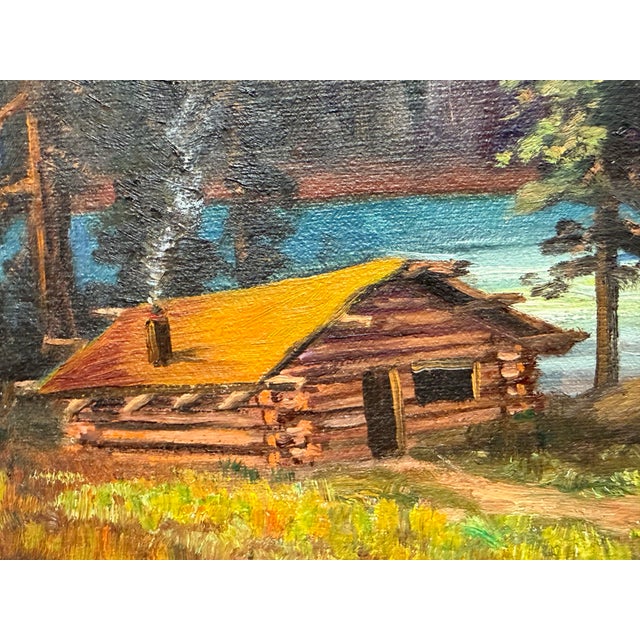 Wood Harry Leonard Lopp Kintla Lake Oil Painting, Vintage For Sale - Image 7 of 12