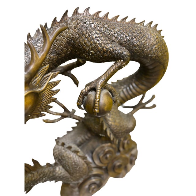 Late 20th Century Late 20th Century Large Monumental Asian Style Bronze Dragon Sculpture – Heavy Decorative Statement Piece For Sale - Image 5 of 8