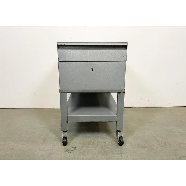 Vintage industrial box on wheels, ( former filling cabinet ), was made by Obzor Košice in Slovakian part of former...