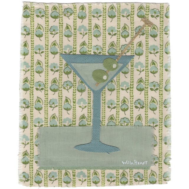 Domino the Martini by Willa Heart in Brimfield Black Frame, Mini Art Print For Sale