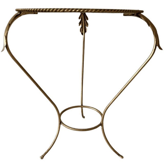 Vintage Hollywood Regency Plant Side Table in Gilt Wrought Iron and Glass, 1960s For Sale - Image 4 of 9