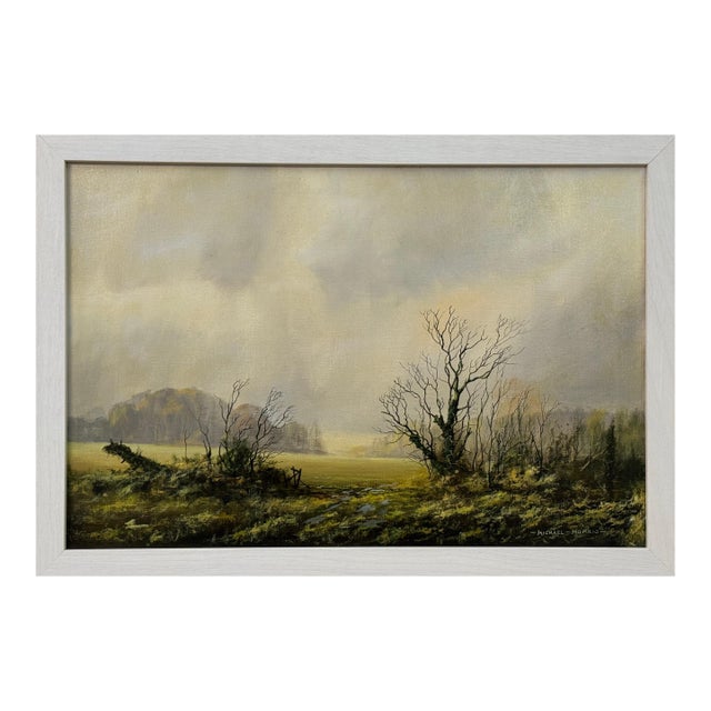 Winter Field on Overcast Farmland in the English Countryside by British Artist 1975 (Circa) For Sale