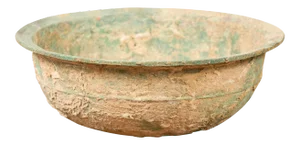 Chinese Han Dynasty Bronze Bowl circa 202 BC-200 AD with Mineral Deposits