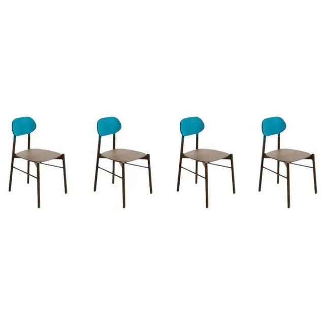 Turquoise Bokken Chairs in Beech Structure by Colé Italia, Set of 4 For Sale - Image 9 of 9