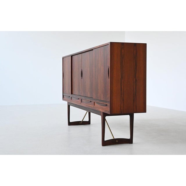 Mid-Century Modern Danish Cross-Leg Highboard in Rosewood by Sofus Jorgensen, 1960 For Sale - Image 3 of 18