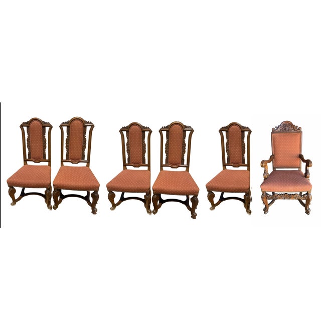 1930s Antique Walnut /Burlwood With Marquetry Johnson Handley Johnson Dining Room Set Circa 1930's For Sale - Image 5 of 9