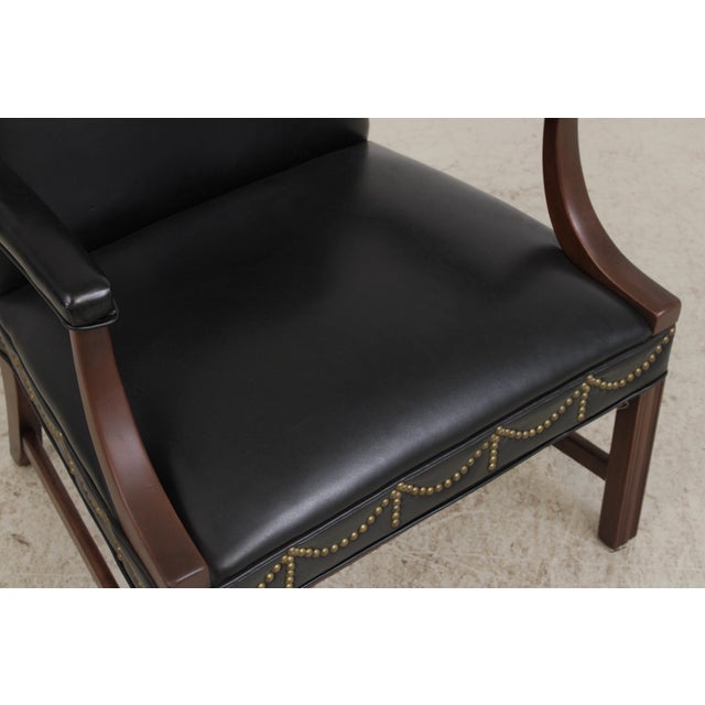Pair of Hickory Chair Co Leather Mahogany Armchairs For Sale - Image 10 of 17