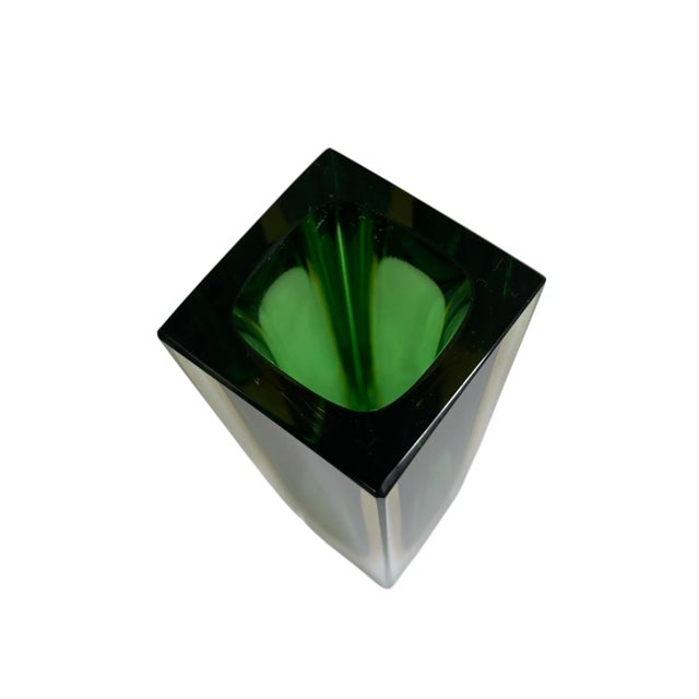 1960s 1960s Murano Sommerso Glass Green Yellow Vase by Flavio Poli for Alessandro Mandruzzato For Sale - Image 5 of 6